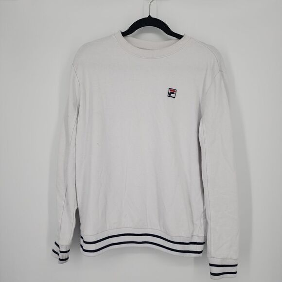 Fila Women's White Blue Stripe Crewneck Pullover Sweatshirt Size Large‎ - Picture 1 of 6